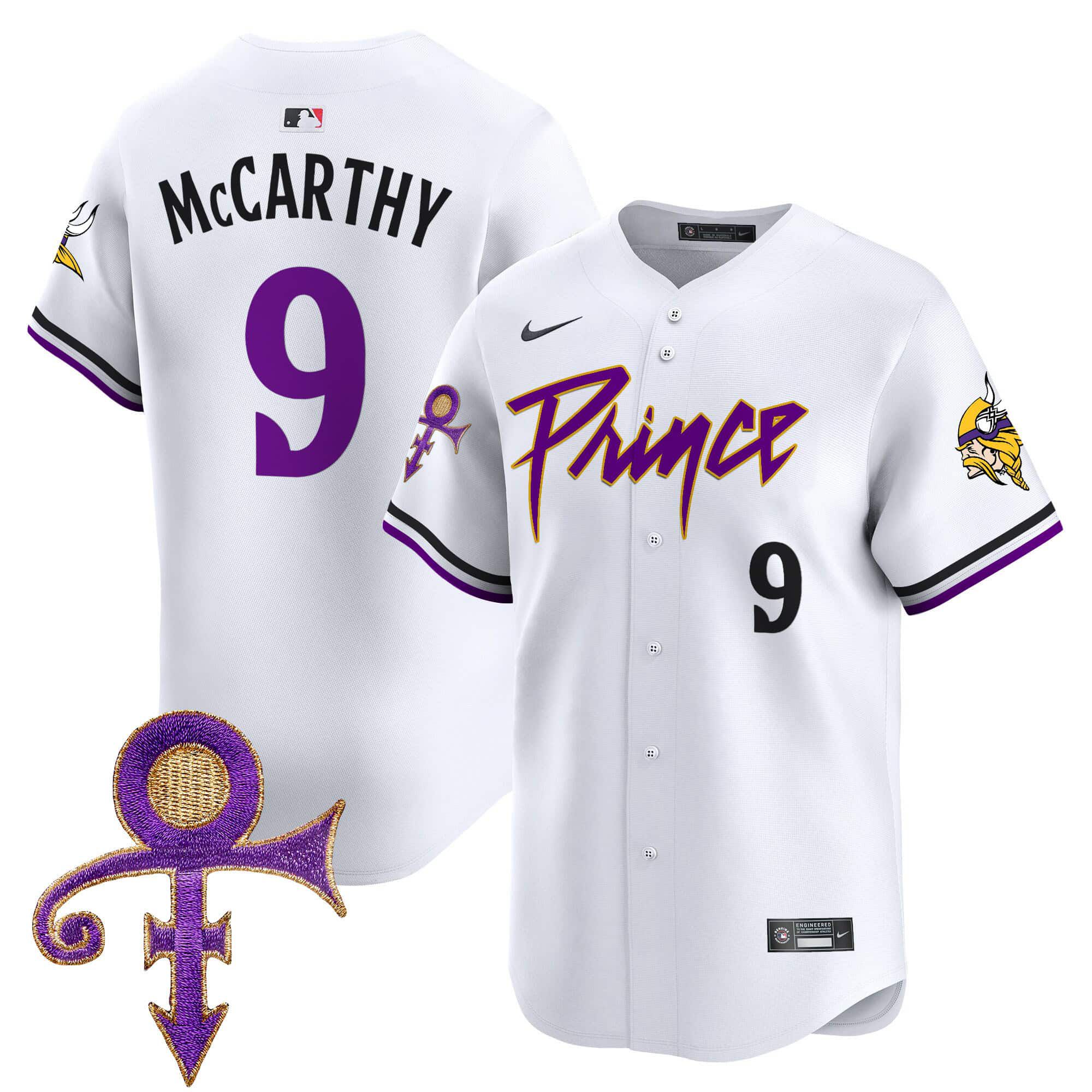 Men Minnesota Vikings #9 Mccarthy White 2024 Nike Prince Patch Vapor Premier Limited NFL Jersey->indianapolis colts->NFL Jersey